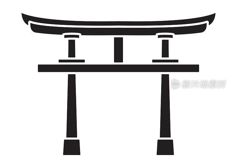 Shinto shrine gate or torii flat vector icon for apps or websites